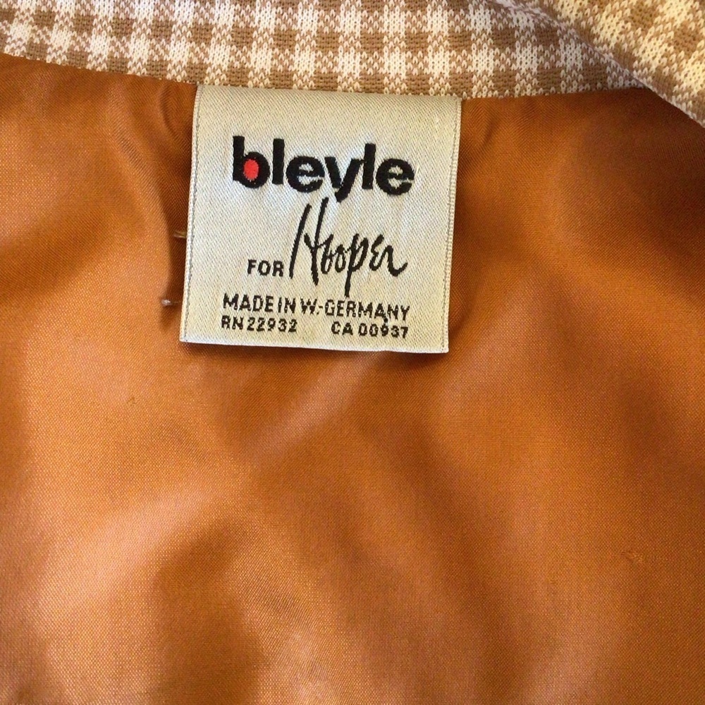 Vintage Bleyle For Hooper Womens 70’s Tan Checked Blazer Jacket Size 16 - Picture 15 of 16